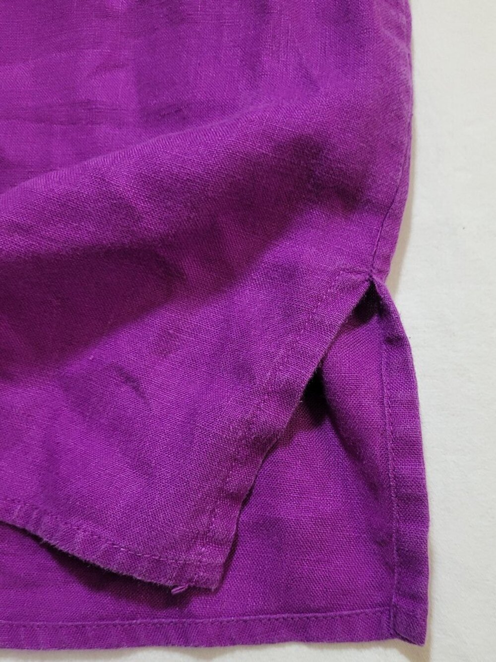 Lauren Ralph Lauren Purple 100% Linen V Neck Roll Tab Sleeve Top Large Preppy - Picture 9 of 9